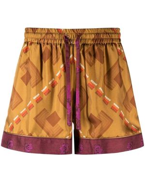 Pierre Louis Mascia Aloe シルク ショートパンツ - ブラウン