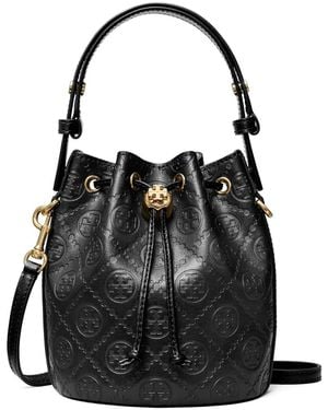 Tory Burch モノグラム バケットバッグ - ブラック