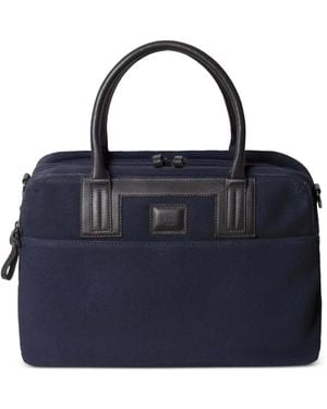 Hackett Canvas-Reisetasche Mit Lederbesatz - Blau