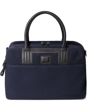 Hackett Leather-Trimmed Canvas Holdall - Blue