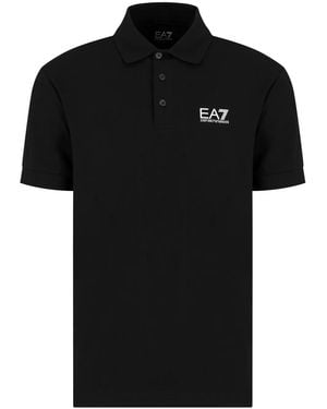 EA7 Logo-Embossed Polo Shirt - Black