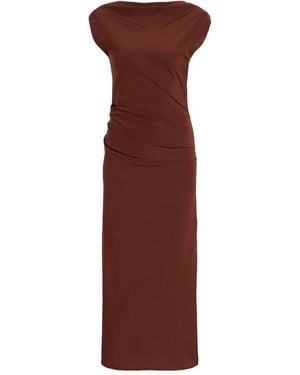 Proenza Schouler Draped Cowl-Neck Midi Day Dress - Purple