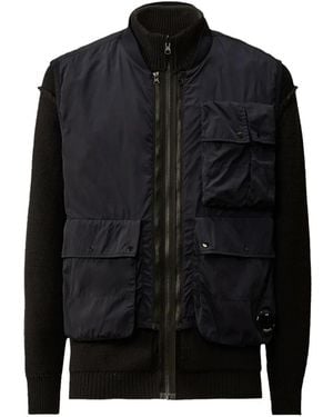 C.P. Company Contton Mixed Zipped Cardigan Jacket - Black