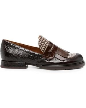 Chie Mihara Jeluse Croc-Effect Fringed Loafers - Brown