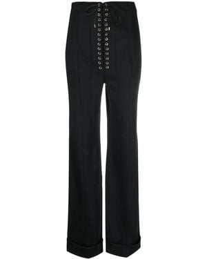 WEINSANTO Tie-Fastening High-Waisted Pants - Black
