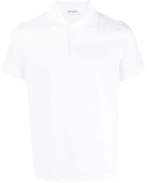 Saint Laurent Logo-embroidered Short-sleeved Polo Shirt - ホワイト