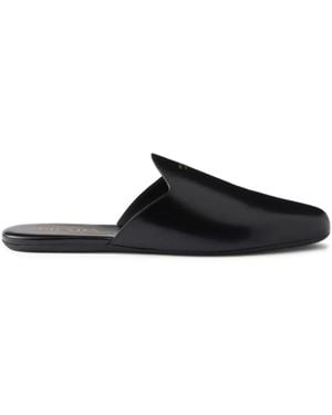 Prada Mules En Cuir À Logo Embossé - Noir