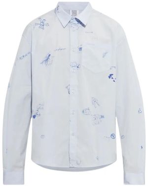 Vetements Camisa Con Bolsillo En El Pecho Y Estampado De Garabato - Azul