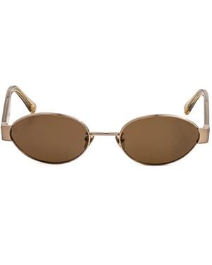Linda Farrow Sadie Oval-Frame Sunglasses - Brown
