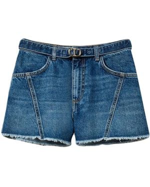 Twinset Oval T Belted Denim Shorts - Blue