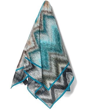 Missoni Chevron-Pattern Cotton Scarf - Blue