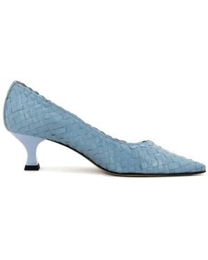 LA ROSE Carol Woven Pointed Pumps - Blue