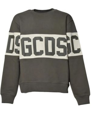 Gcds Logo-Print Stripe Sweatshirt - Grey