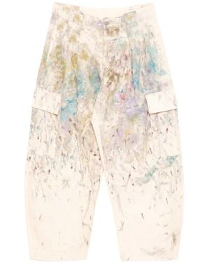 CROQUIS Cotton Printed Pocket Trousers - White