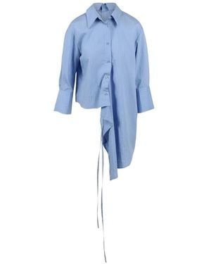 BALOSSA Chiara Asymmetric Pinstripe-Pattern Shirt - Blue