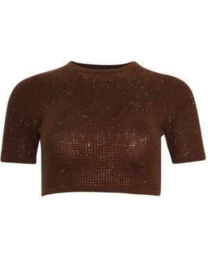 David Koma Cropped T-Shirt - Brown
