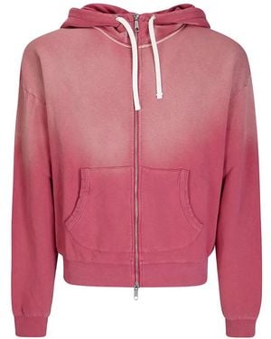 Brain Dead Padded-Elbow Zip-Up Hoodie - Pink