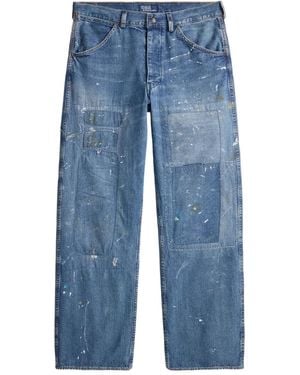 Polo Ralph Lauren Patchwork Denim Straight-Leg Jeans - Blue