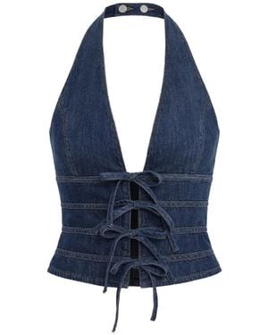 Reformation Top Met Halternek - Blauw