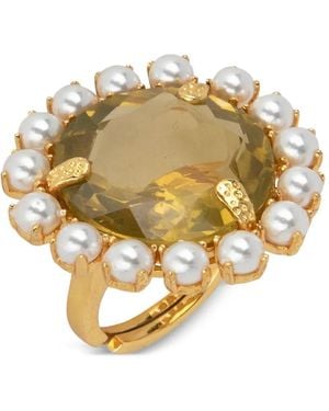 Bounkit Lemon Quartz Pearl Ring - Metallic