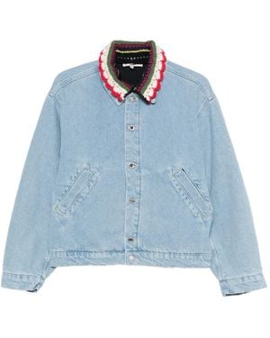 Stine Goya Contrasting-Collar Denim Jacket - Blue