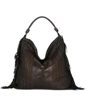Reptile's House Vasia Braided Fringe-Detail Tote Bag - Black