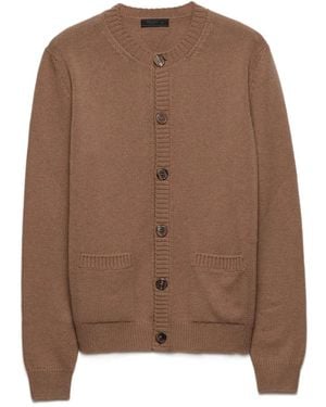Prada Triangle-Patch Button-Up Cardigan - Brown