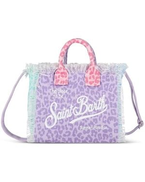 MC2 Saint Barth Sac Cabas Frangé À Imprimé Léopard - Purple
