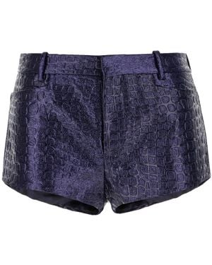 Tom Ford Croc-Effect Shorts - Blue