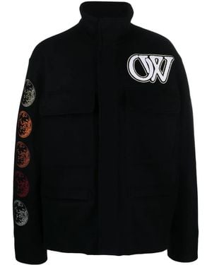 Off-White c/o Virgil Abloh Phase Varsity Wool-Blend Jacket - Black