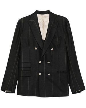 Eleventy Pinstripe Double-Breasted Suit - Black