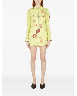 Rave Review Zip-Up Floral Dress - Yellow