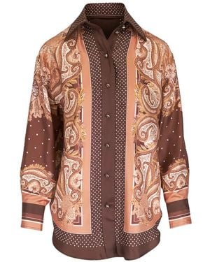 Zimmermann Paisley-Print Polka-Dot Blouse - Brown