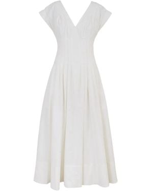 Jonathan Simkhai Nina V-Neck Pleated Midi Dress - White