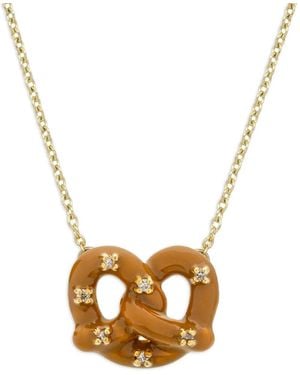 Aliita 9kt Pretzel Brillante Gelbgoldhalskette mit Diamanten - Mettallic