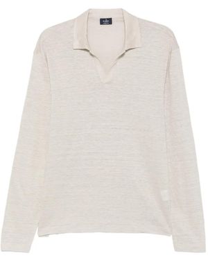 Barba Napoli Long-Sleeve Polo-Collar T-Shirt - White