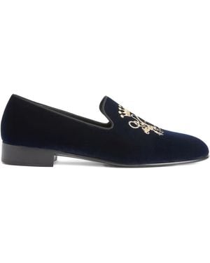 Giuseppe Zanotti Terence Grosgrain-Embroidered Loafers - Blue