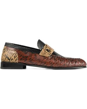 Jimmy Choo Ellis Snakeskin-Panelled Loafers - Brown