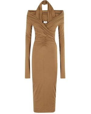 ANDAMANE Halter-Neck Draped Dress - Natural
