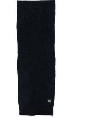 Stone Island Logo-Patch Ribbed-Knit Scarf - Black
