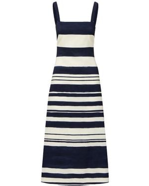 Veronica Beard Ella Striped Midi Dress - Blue