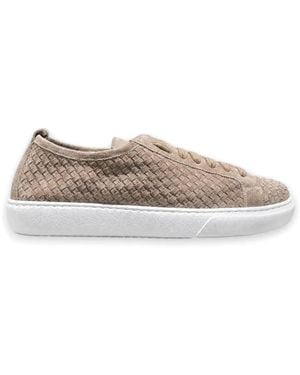 Calce Baskets En Daim À Design Tressé - White