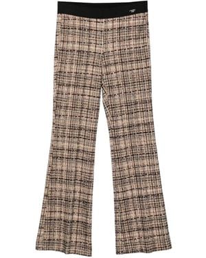 Cambio Francis Checked Elasticated-Waistband Trousers - Natural