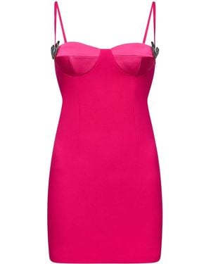 Area Heart-Motif Twill Mini Dress - Pink