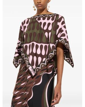 PUCCI Leocorno-Print Silk Blouse - Brown