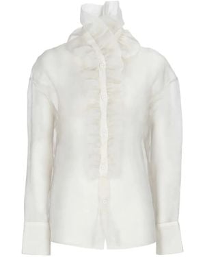 D.exterior Ruffled Silk Shirt - White