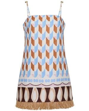 Cara Cara Valencia Fringe-Trim Mini Dress - White