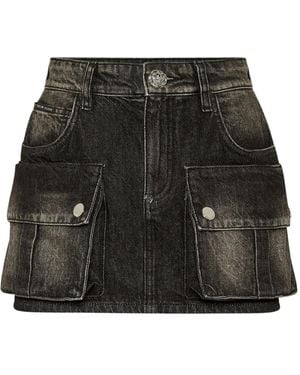 Philipp Plein Cargo-Pocket Denim Skirt - Black