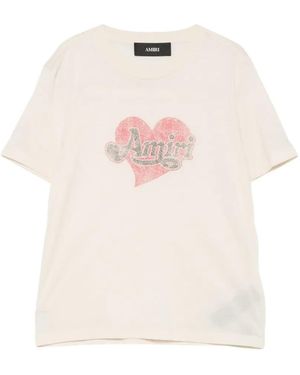 Amiri T-Shirt À Logo Cœur Imprimé - Pink