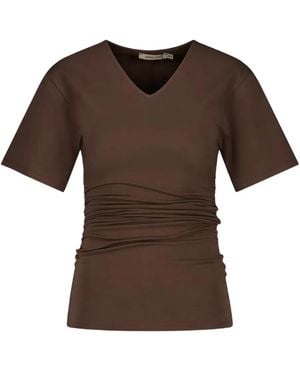 Paloma Wool V-Neck Gathered T-Shirt - Brown